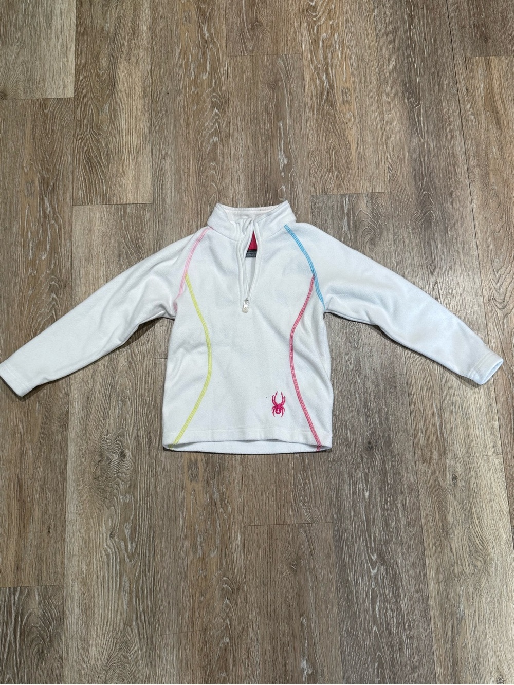 Spyder White Quarter-Zip Fleece Top with Pink, Blue & Yellow Accents